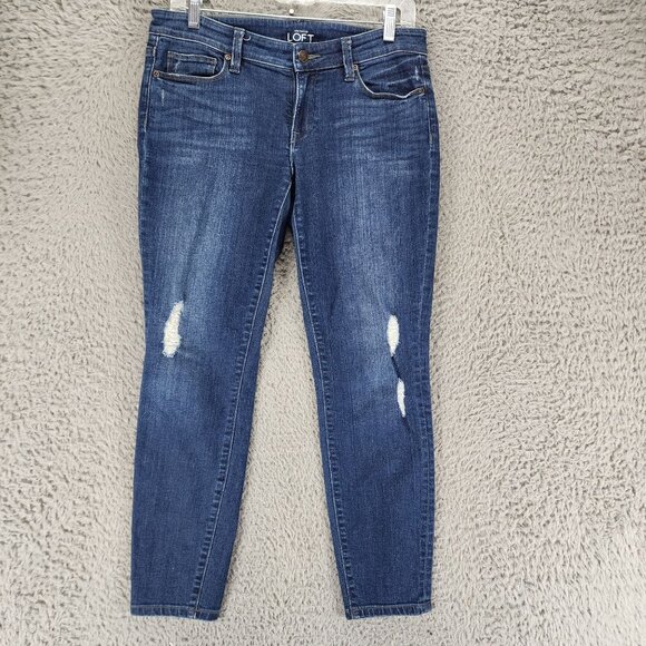 Loft Jeans Womens 27 Medium Wash Stretch Mid Rise Modern Skinny Ankle *GUC* - Picture 1 of 13